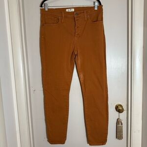 Madewell Mustard Orange Button Fly Mid Rise Skinny Jeans - Size 31